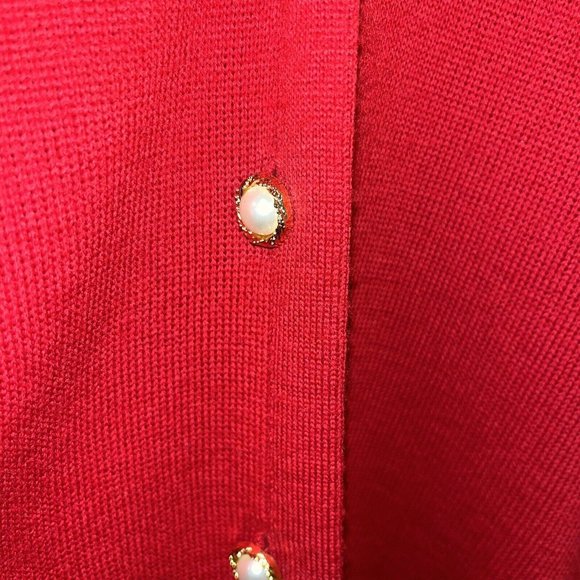 VTG Women's Nordstrom Town Square Merino Wool Red Sweater Cardigan Small READ - Picture 4 of 9